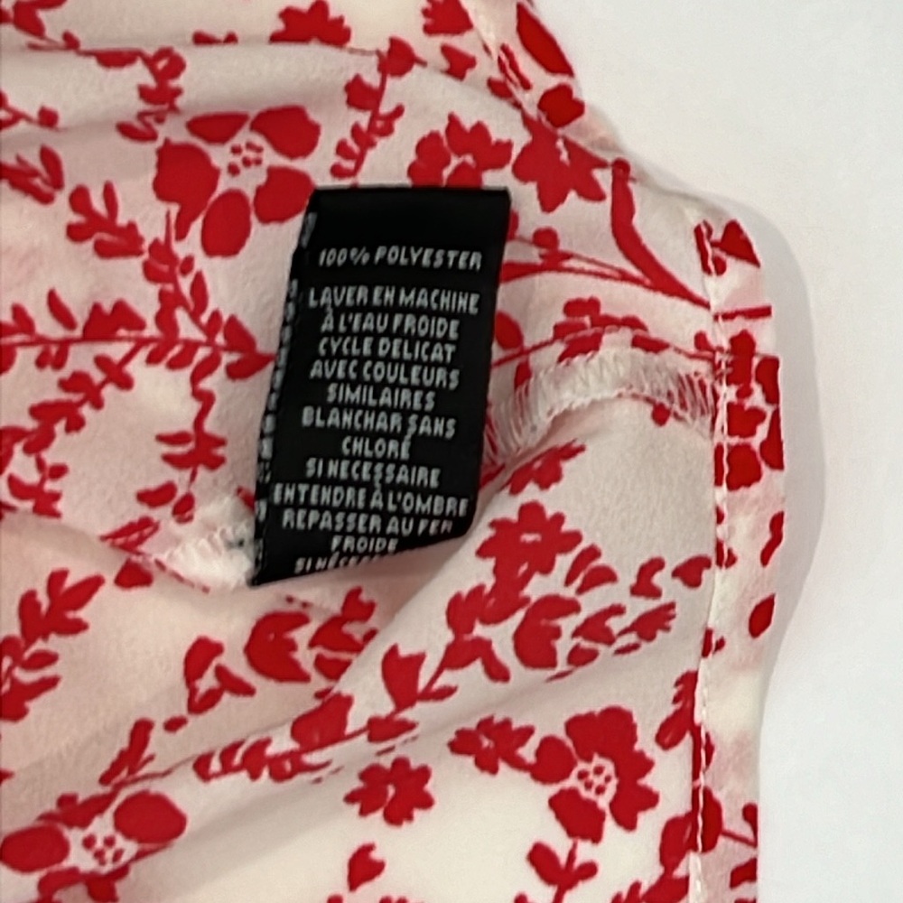 Sanctuary Red Sleeveless Button Down Blouse White Floral Tank Top Large - Picture 12 of 13
